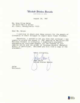 1981 Senator H. John Heinz III Signed Typed Letter on US Senate Letterhead (Beckett)